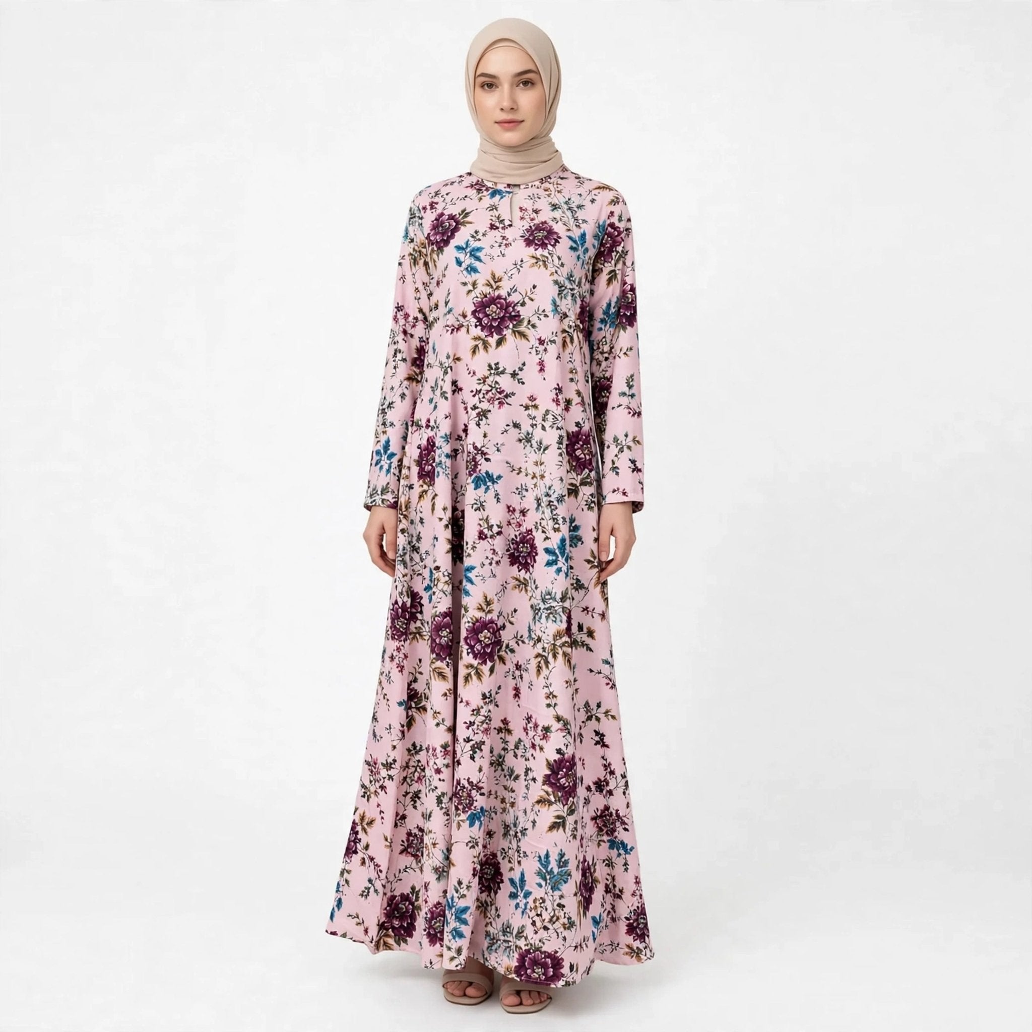 PEONY FLORAL VINTAGE MAXI DRESS - AL Rubab Fashion MY