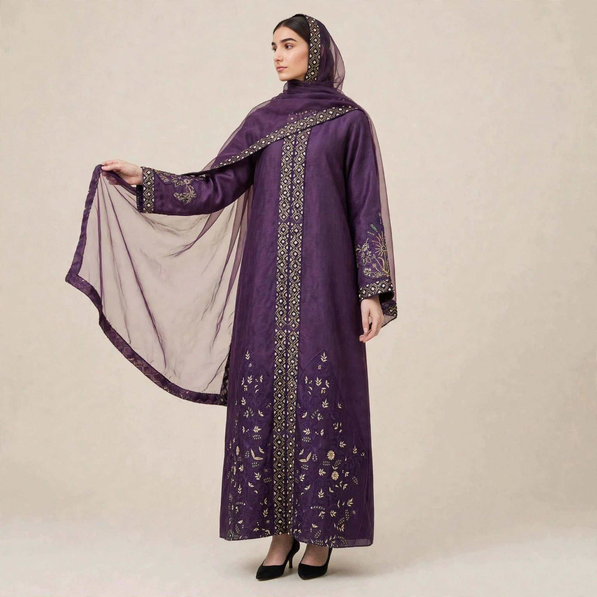 DZAKIYYAH ABAYA ORGANZA + SHAWL - AL Rubab Fashion MY