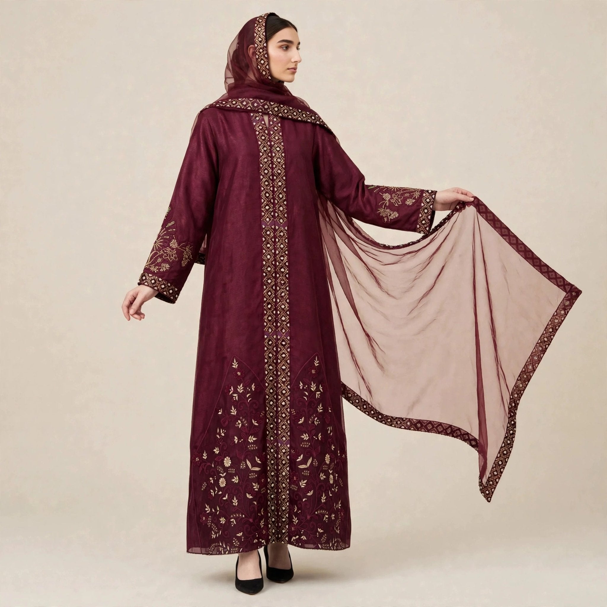 DZAKIYYAH ABAYA ORGANZA + SHAWL - AL Rubab Fashion MY
