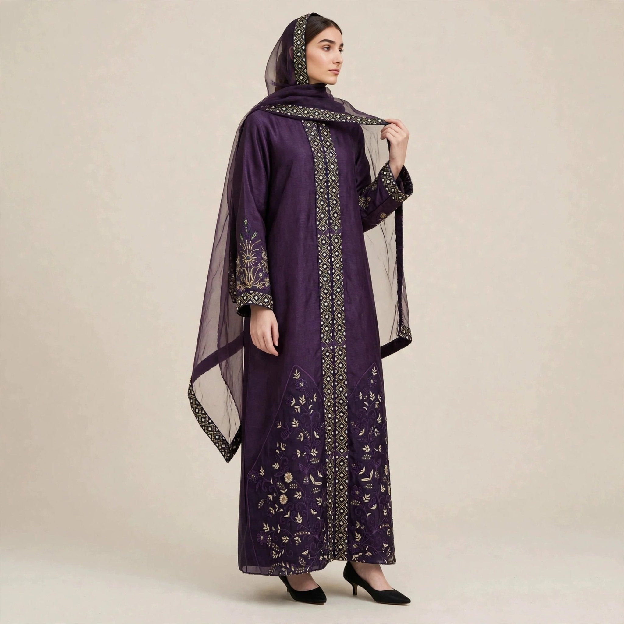 DZAKIYYAH ABAYA ORGANZA + SHAWL - AL Rubab Fashion MY