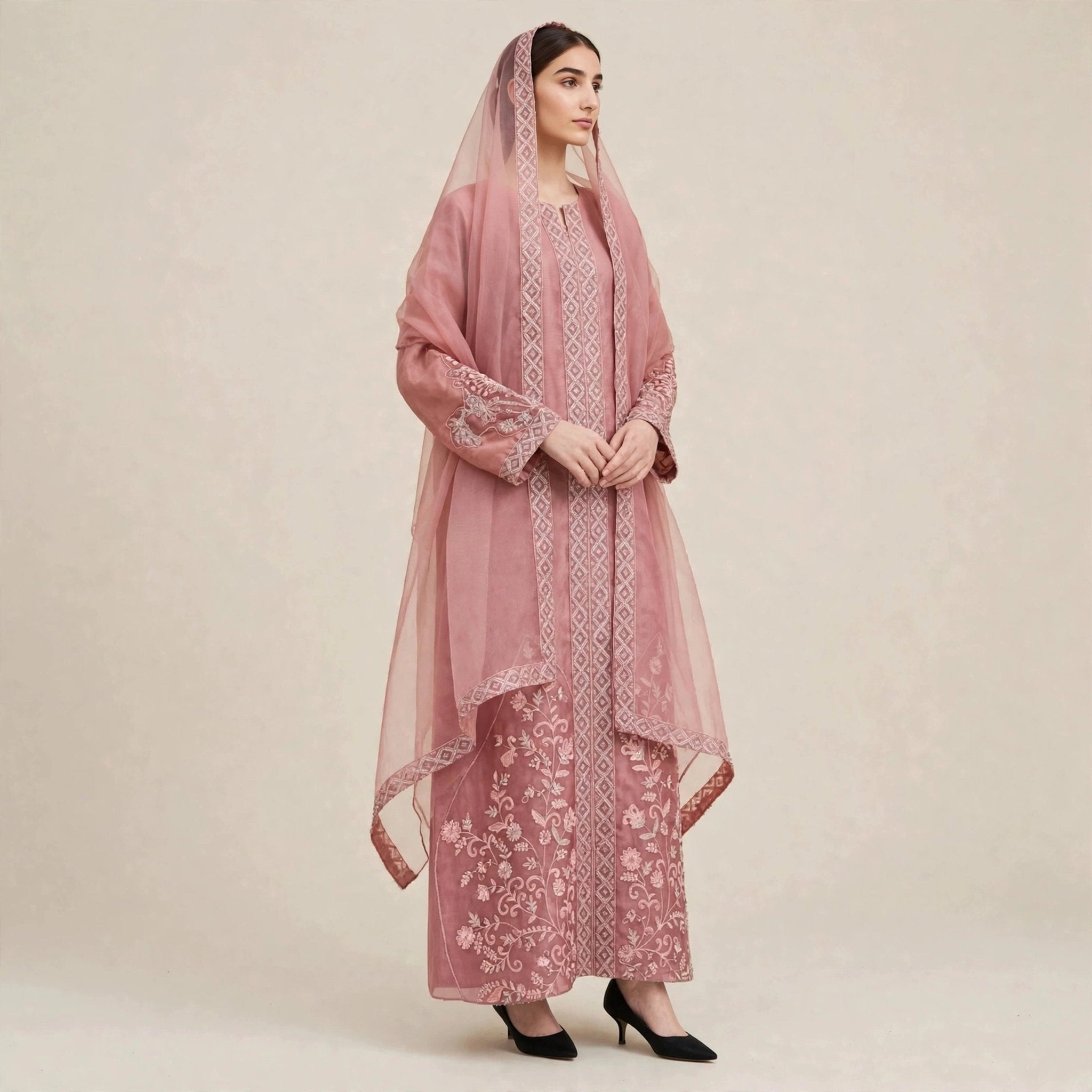 DZAKIYYAH ABAYA ORGANZA + SHAWL - AL Rubab Fashion MY
