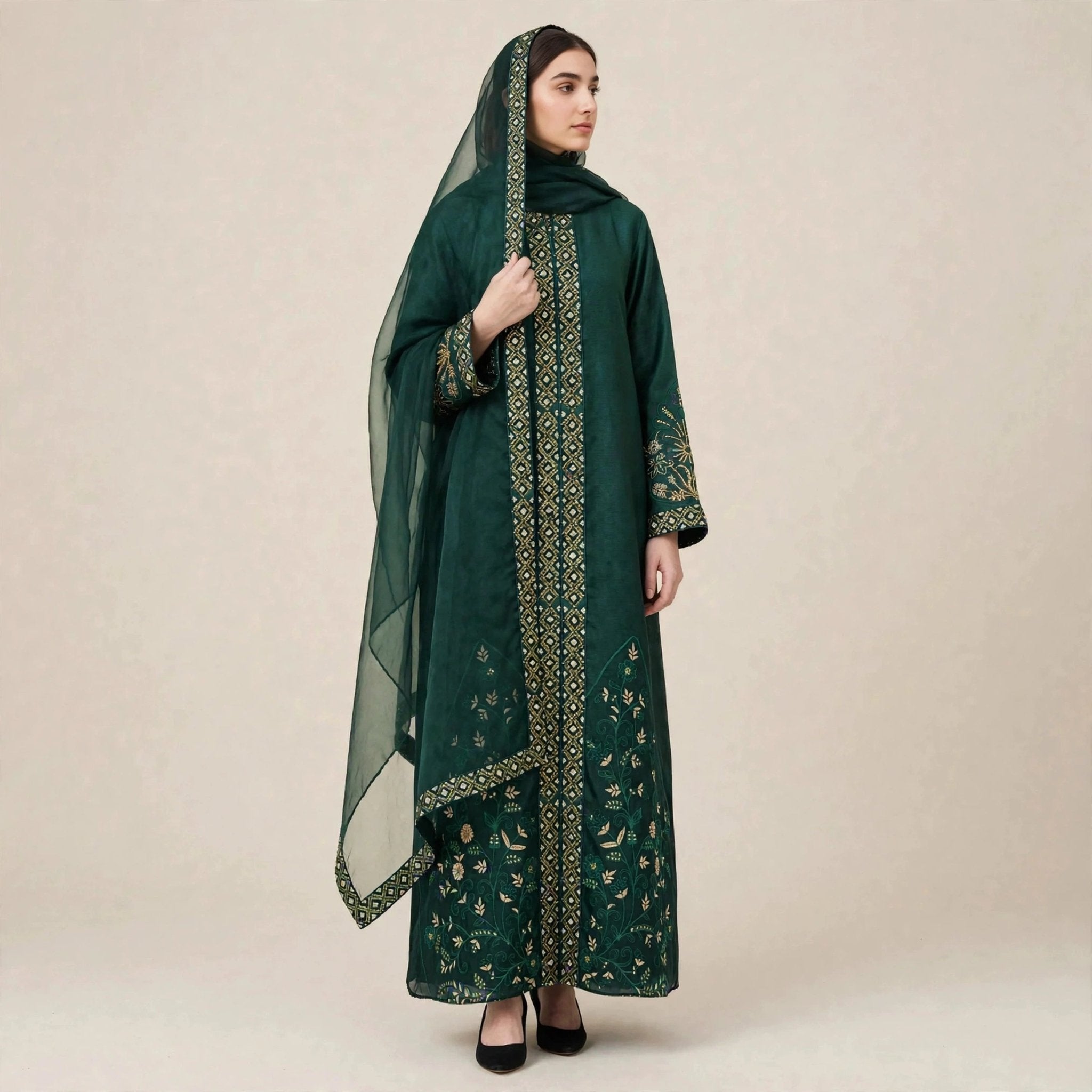 DZAKIYYAH ABAYA ORGANZA + SHAWL - AL Rubab Fashion MY