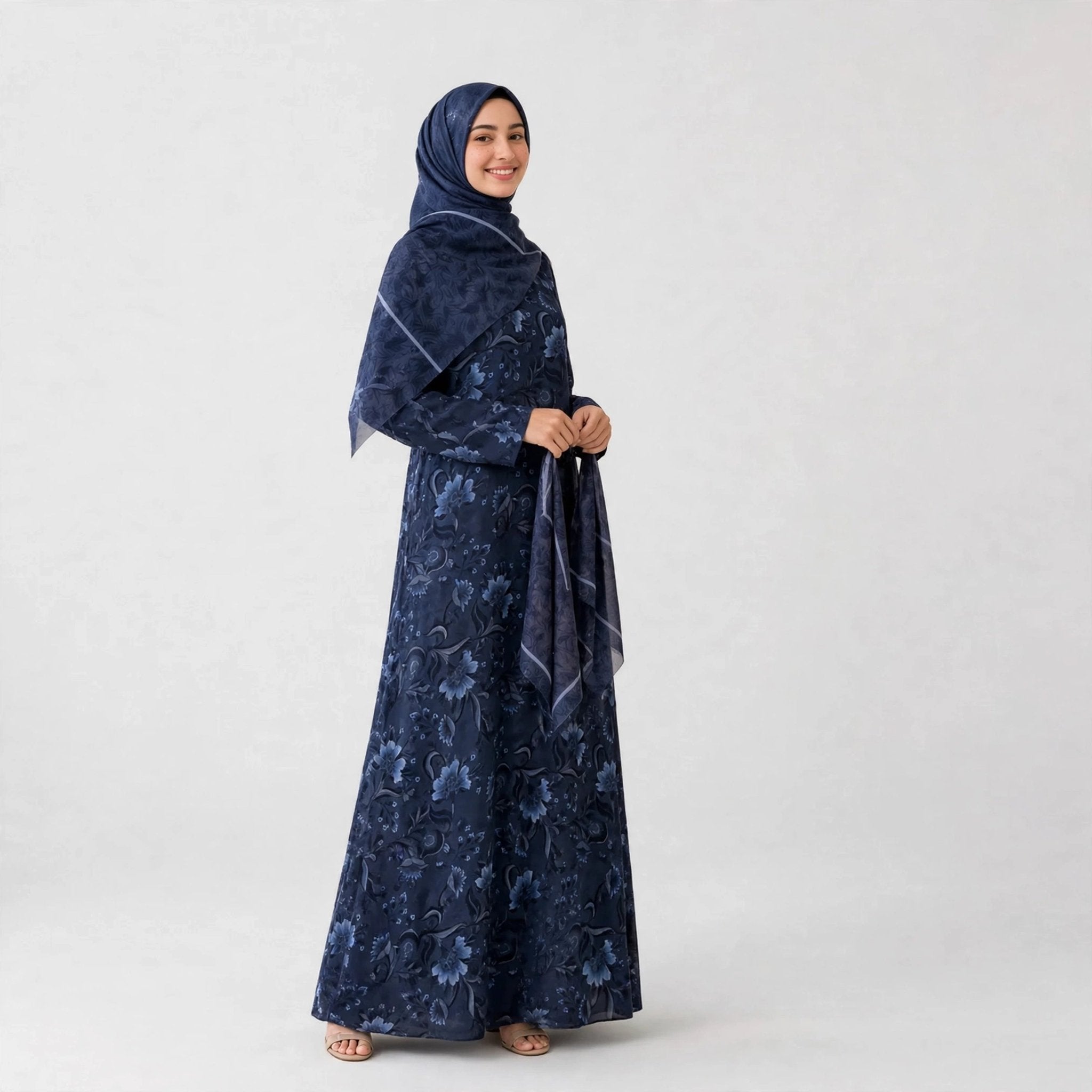 LATEEFA ABAYA ORGANZA WITH SHAWL - AL Rubab Fashion MY