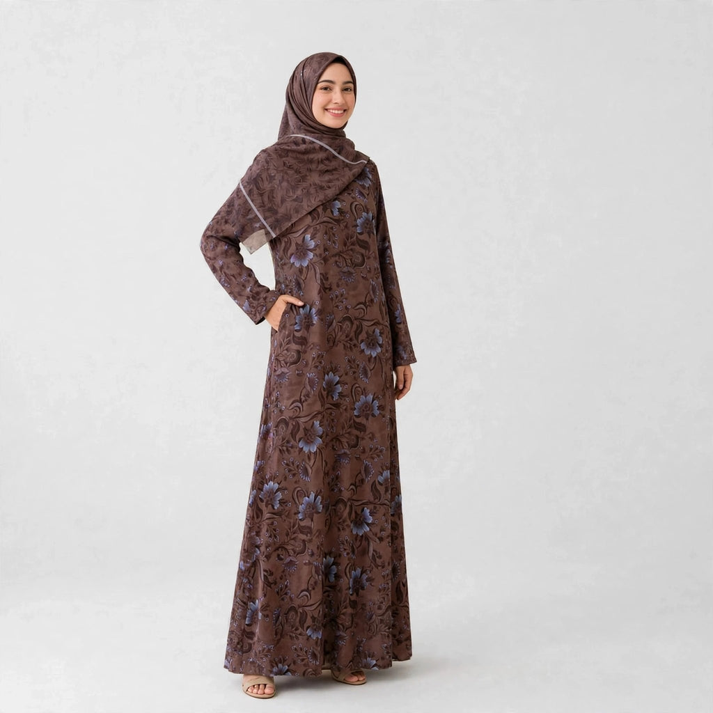 LATEEFA ABAYA ORGANZA WITH SHAWL - AL Rubab Fashion MY