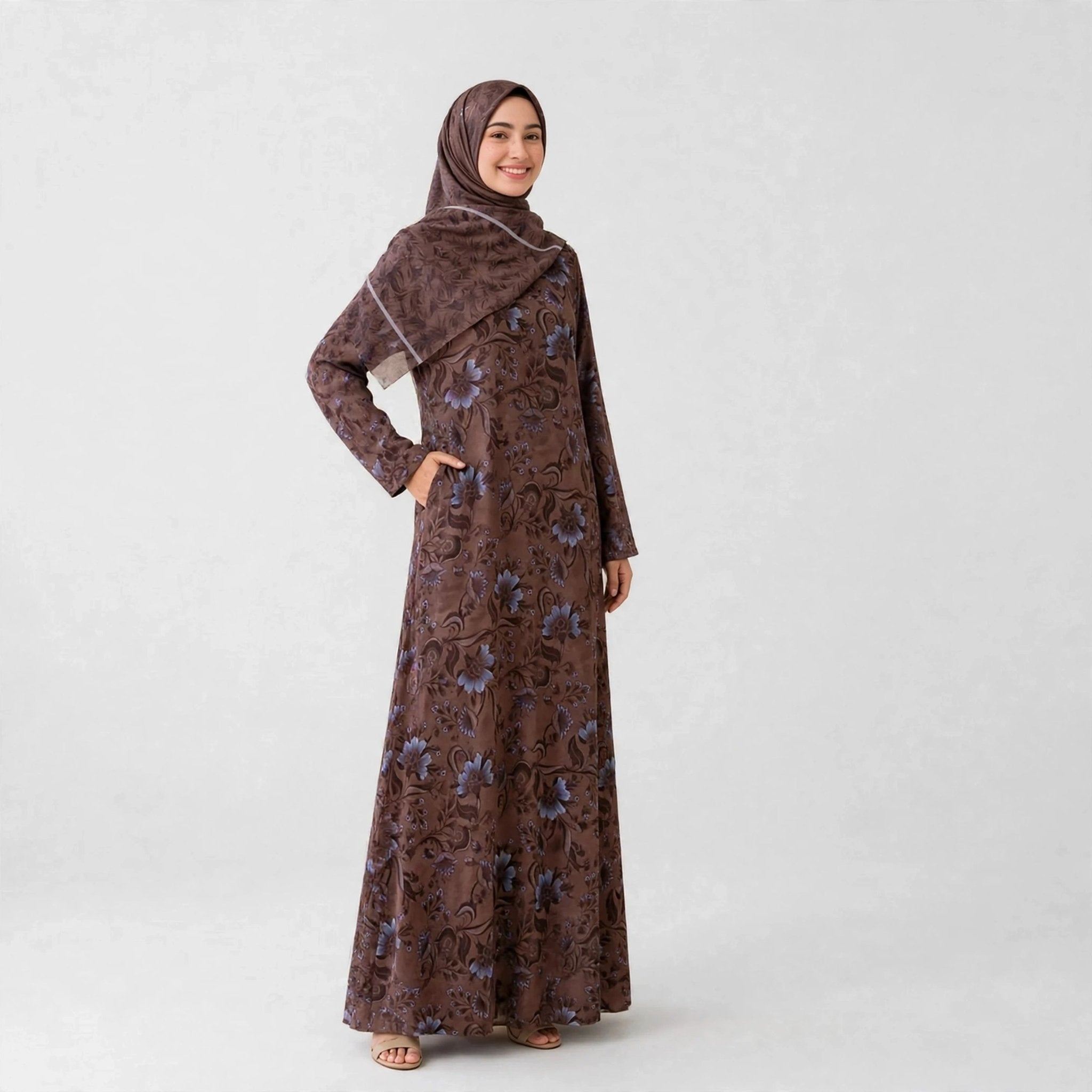 LATEEFA ABAYA ORGANZA WITH SHAWL - AL Rubab Fashion MY