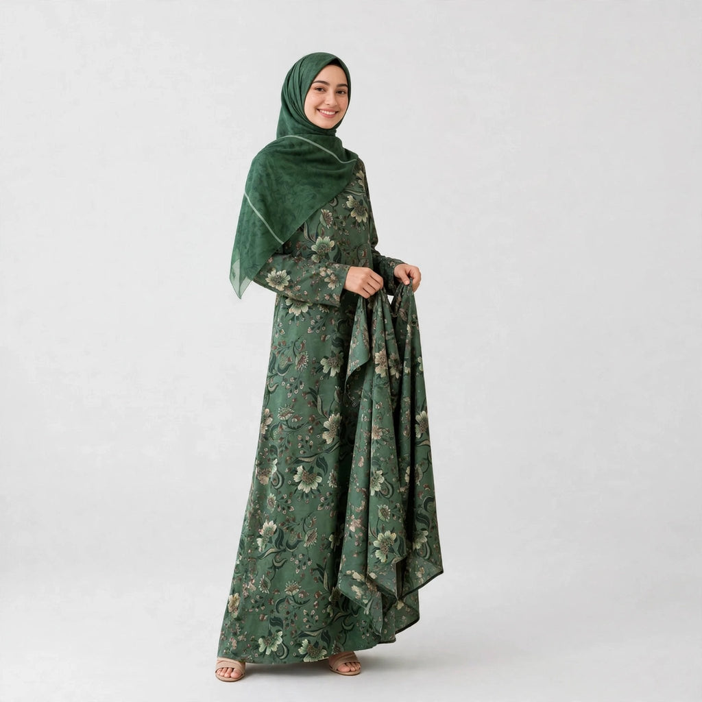 LATEEFA ABAYA ORGANZA WITH SHAWL - AL Rubab Fashion MY
