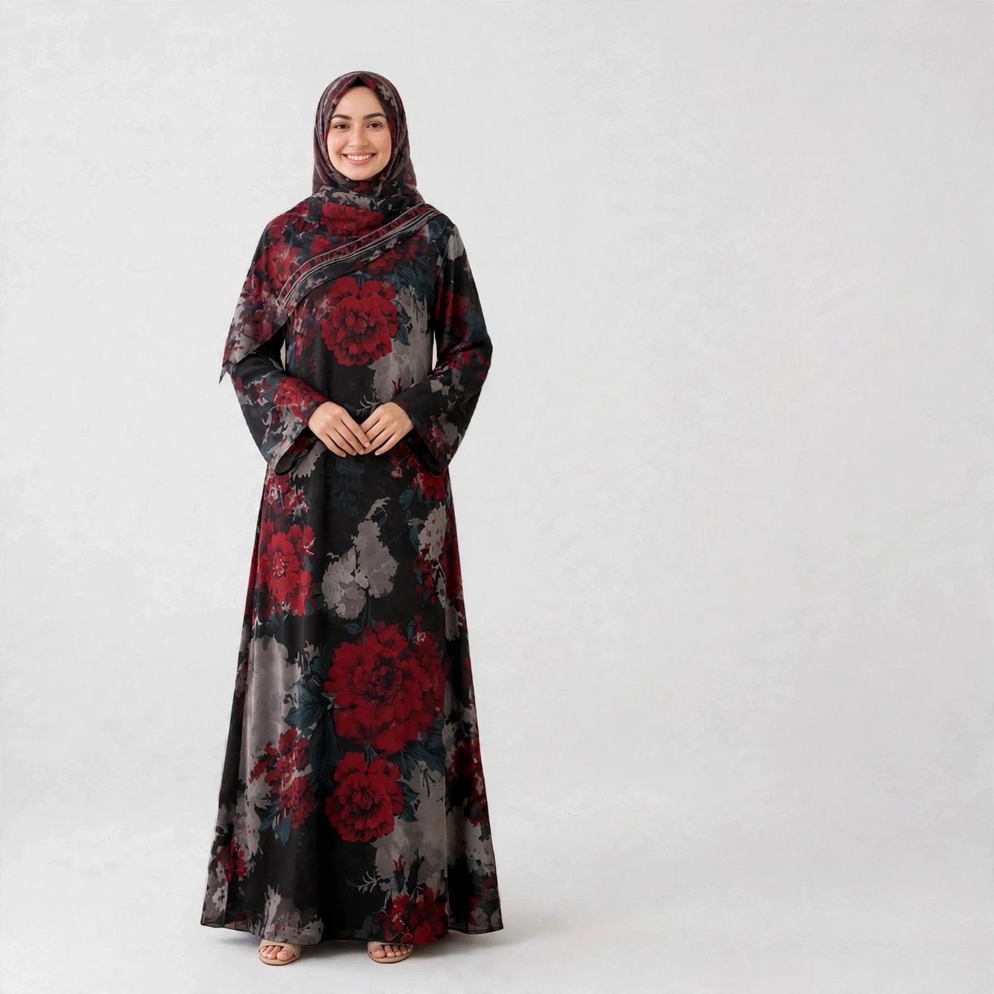 LATEEFA ABAYA ORGANZA WITH SHAWL - AL Rubab Fashion MY