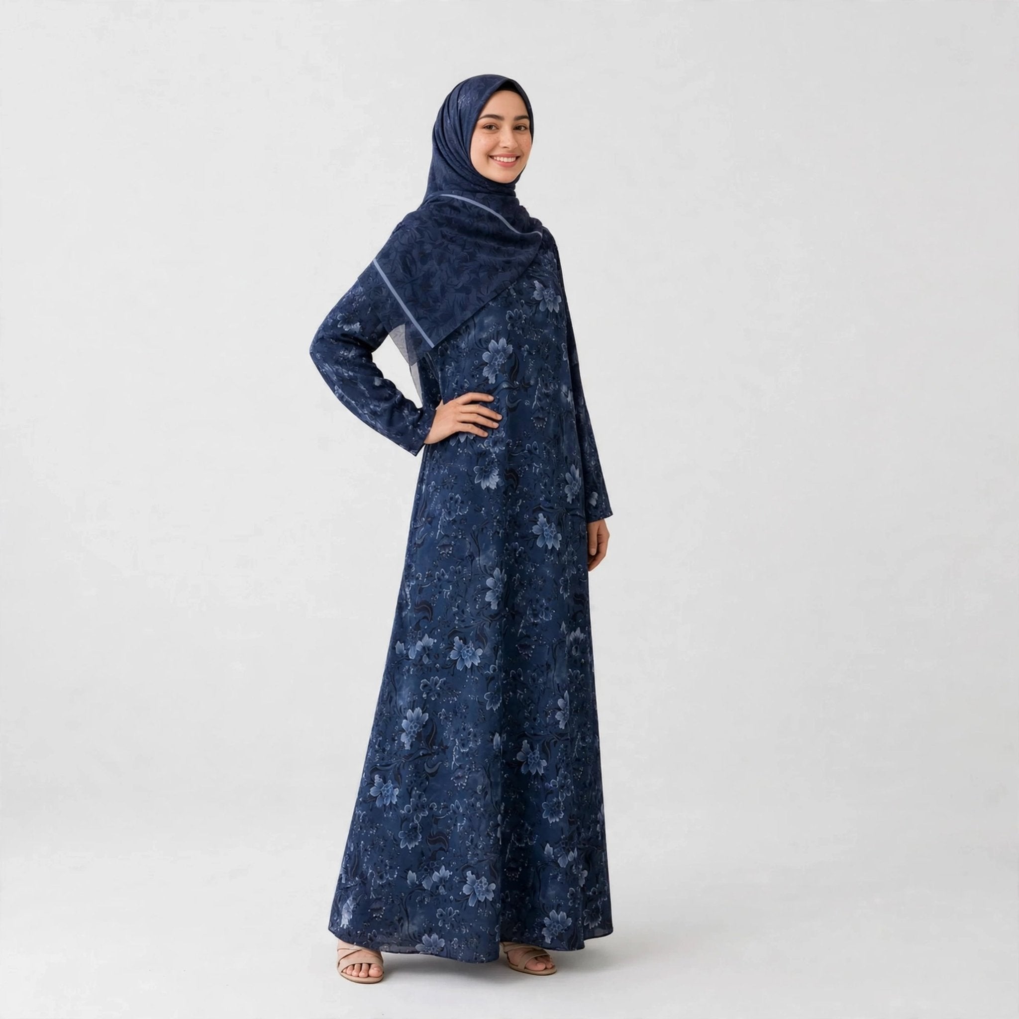 LATEEFA ABAYA ORGANZA WITH SHAWL - AL Rubab Fashion MY