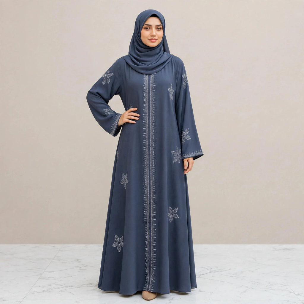 LILY CRYSTAL ABAYA BATU TAMPAL - AL Rubab Fashion MY