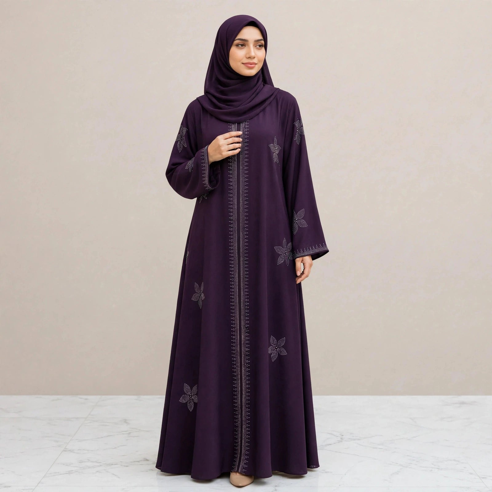 LILY CRYSTAL ABAYA BATU TAMPAL - AL Rubab Fashion MY