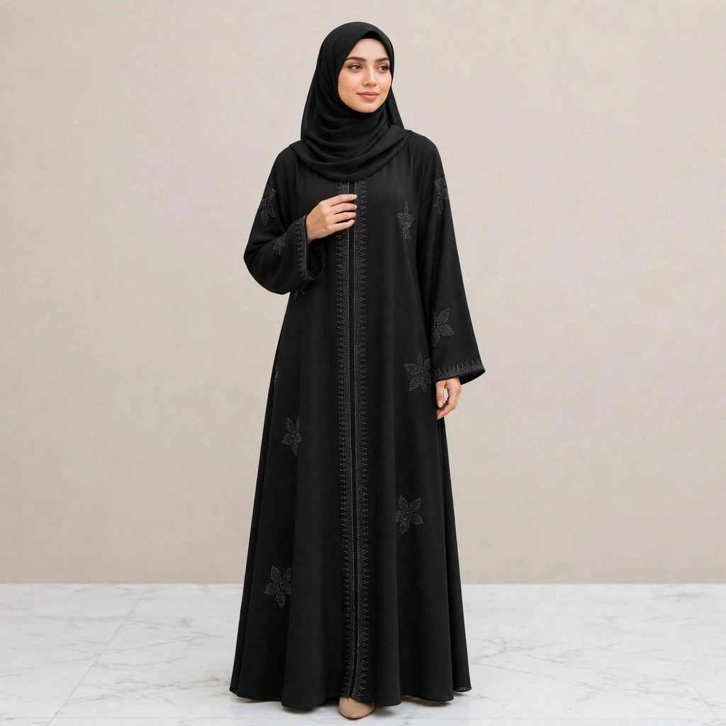 LILY CRYSTAL ABAYA BATU TAMPAL - AL Rubab Fashion MY