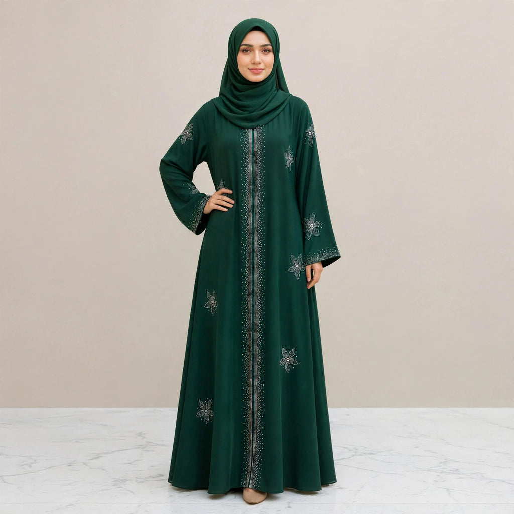 LILY CRYSTAL ABAYA BATU TAMPAL - AL Rubab Fashion MY