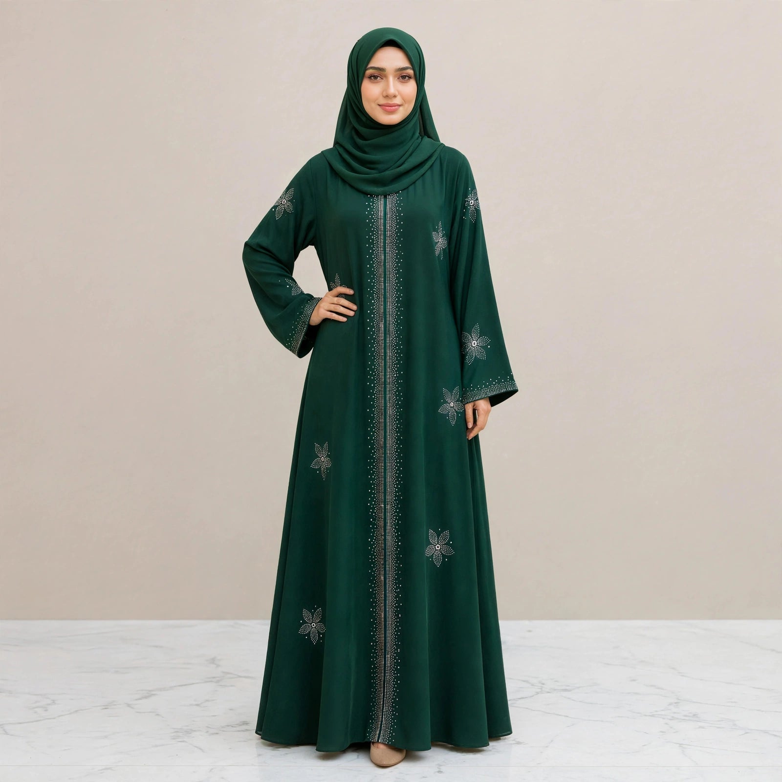 LILY CRYSTAL ABAYA BATU TAMPAL - AL Rubab Fashion MY