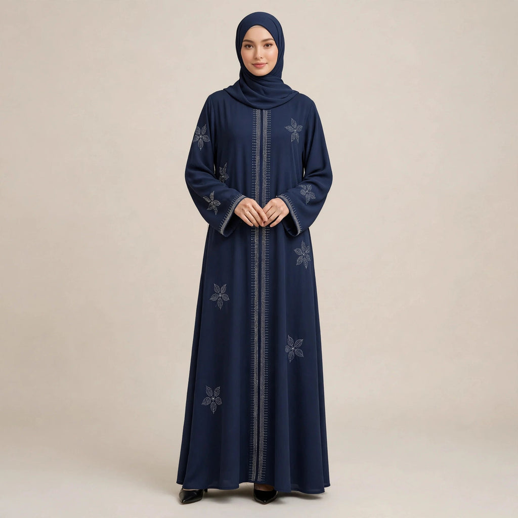LILY CRYSTAL ABAYA BATU TAMPAL - AL Rubab Fashion MY