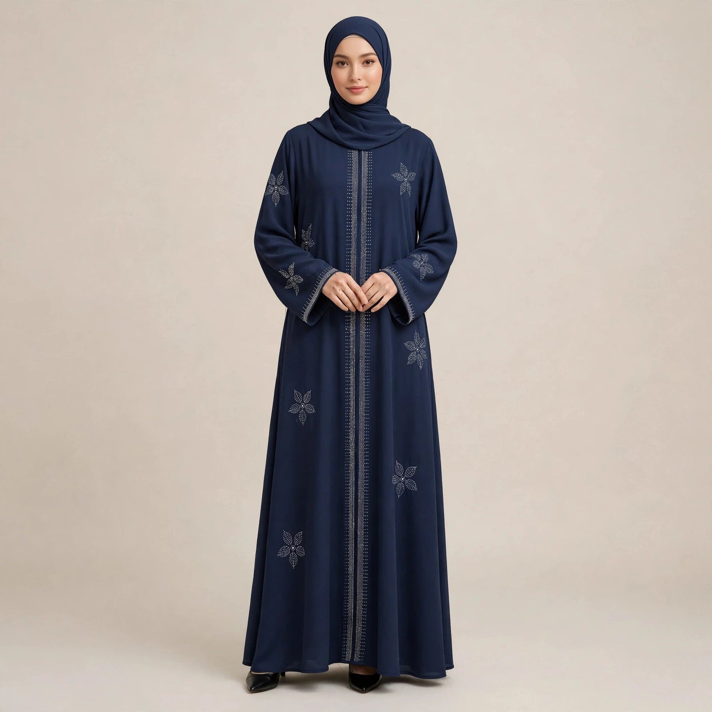 LILY CRYSTAL ABAYA BATU TAMPAL - AL Rubab Fashion MY