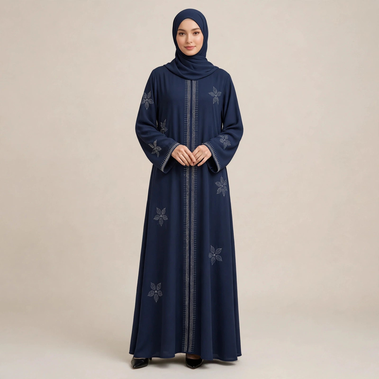 LILY CRYSTAL ABAYA BATU TAMPAL - AL Rubab Fashion MY