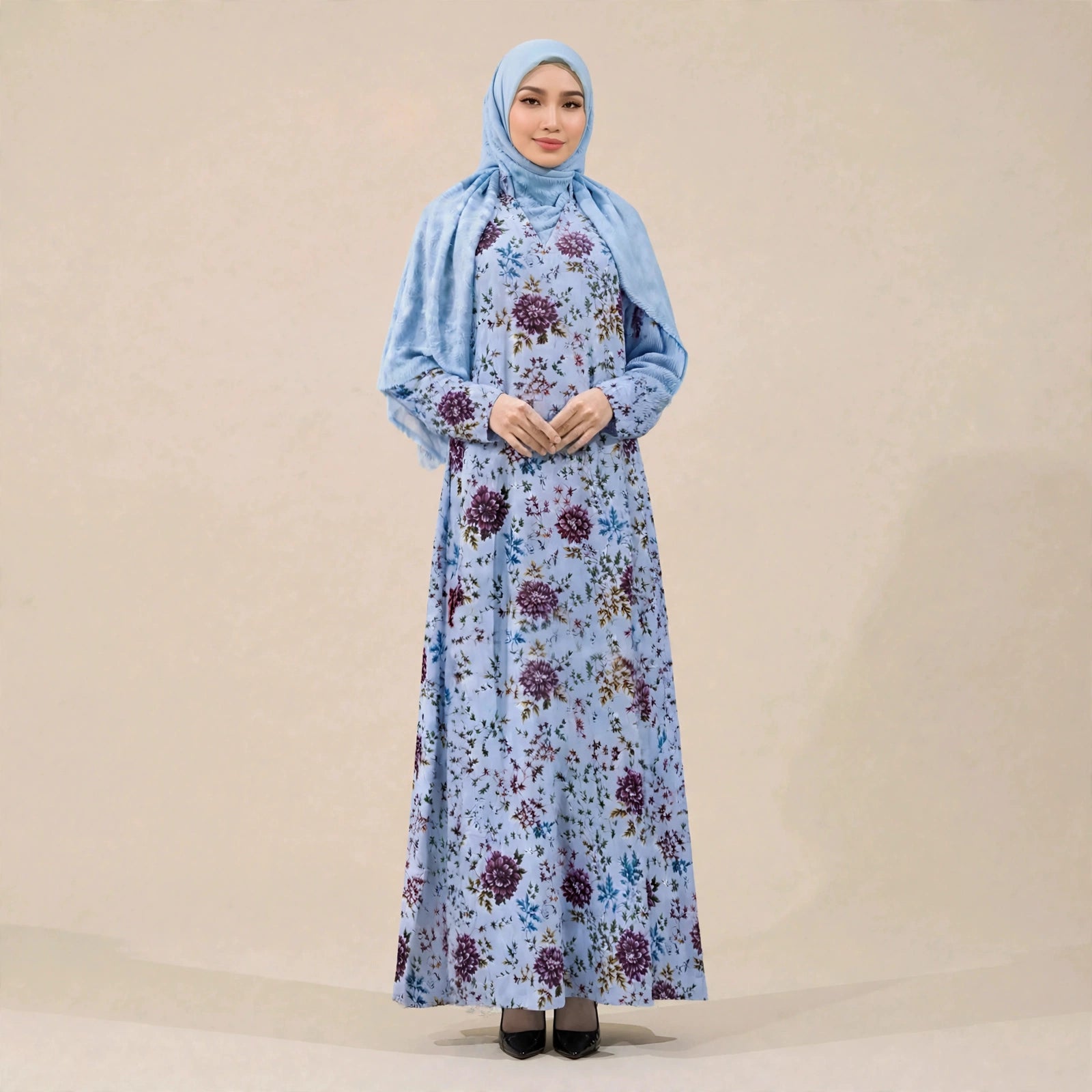 PEONY FLORAL VINTAGE MAXI DRESS - AL Rubab Fashion MY