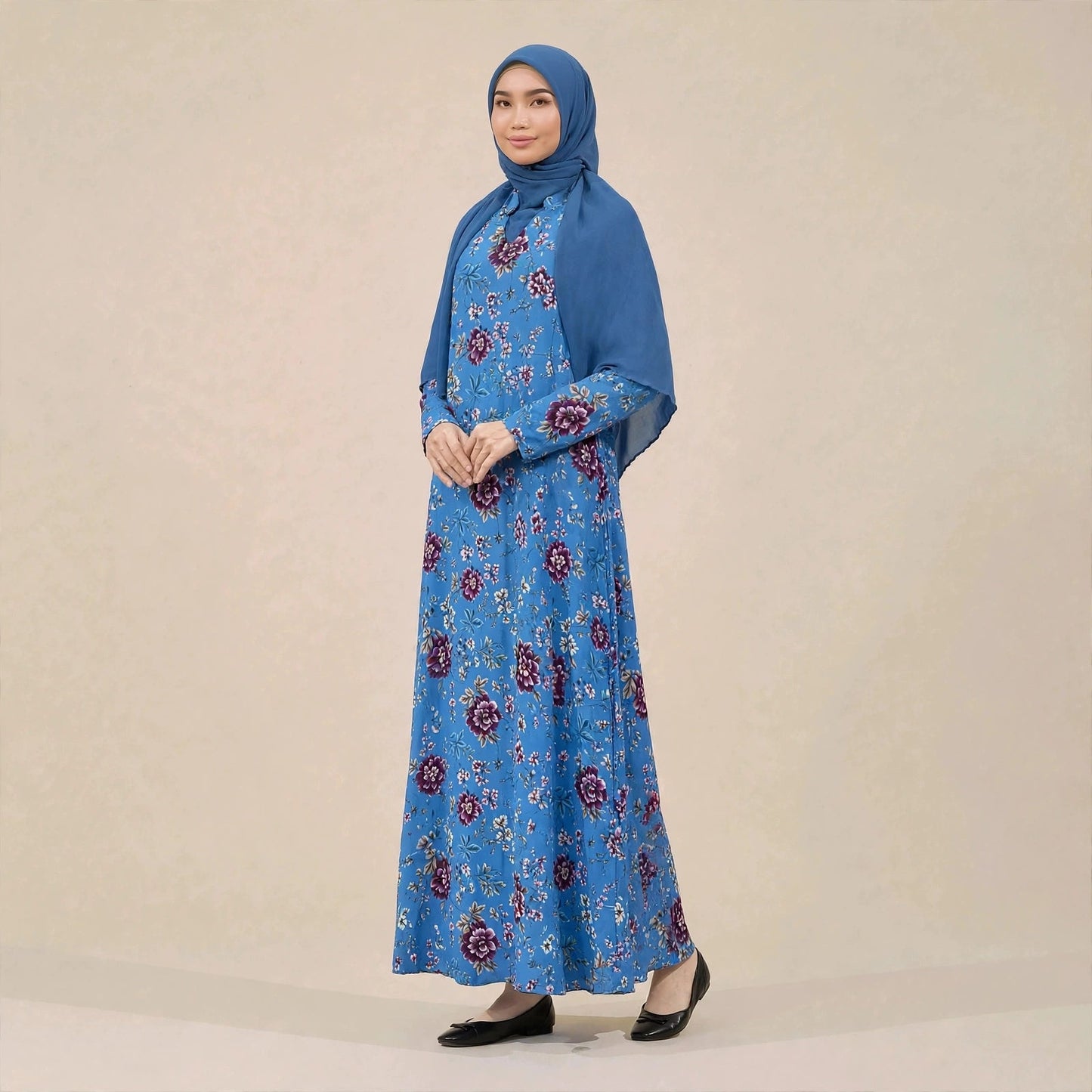 PEONY FLORAL VINTAGE MAXI DRESS - AL Rubab Fashion MY