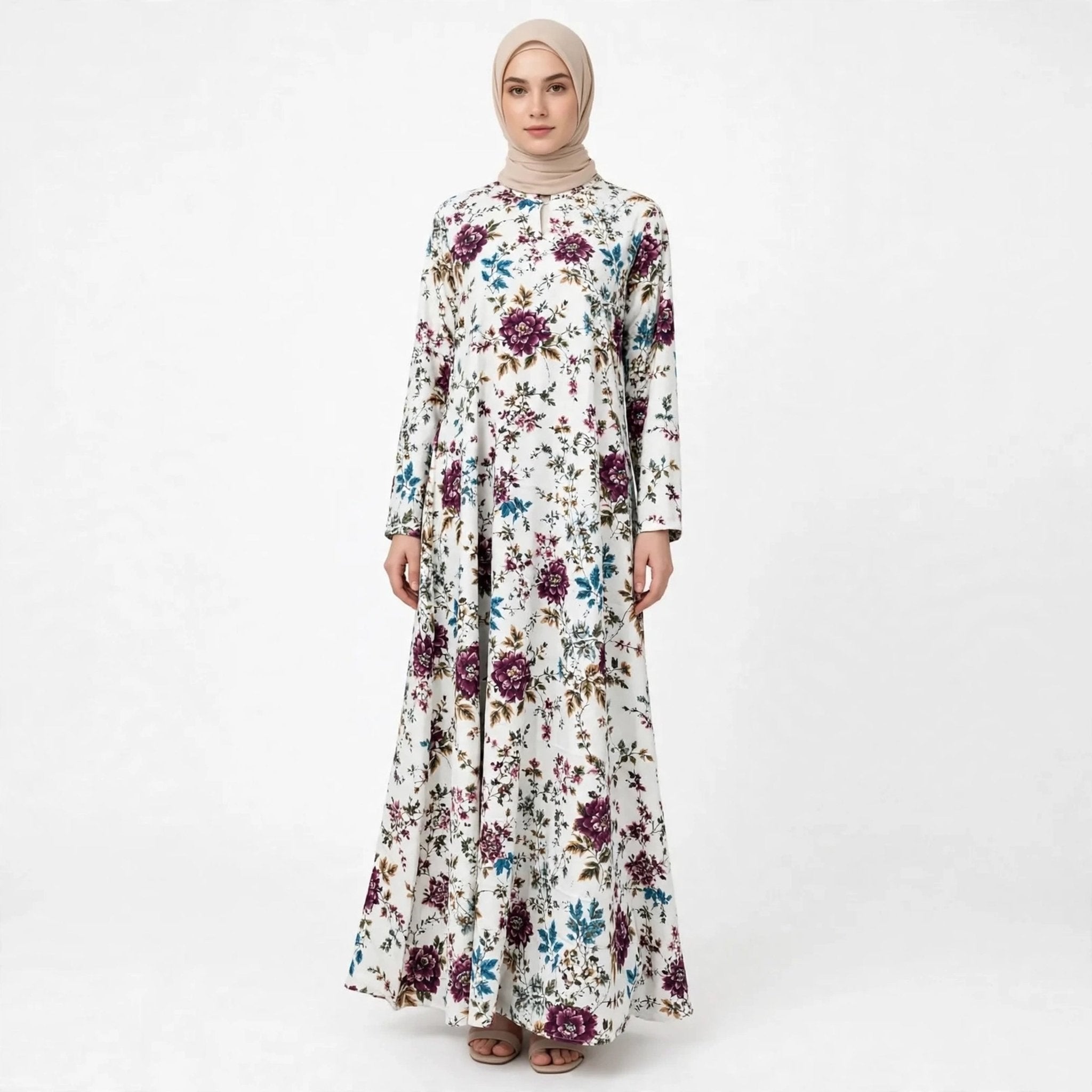 PEONY FLORAL VINTAGE MAXI DRESS - AL Rubab Fashion MY