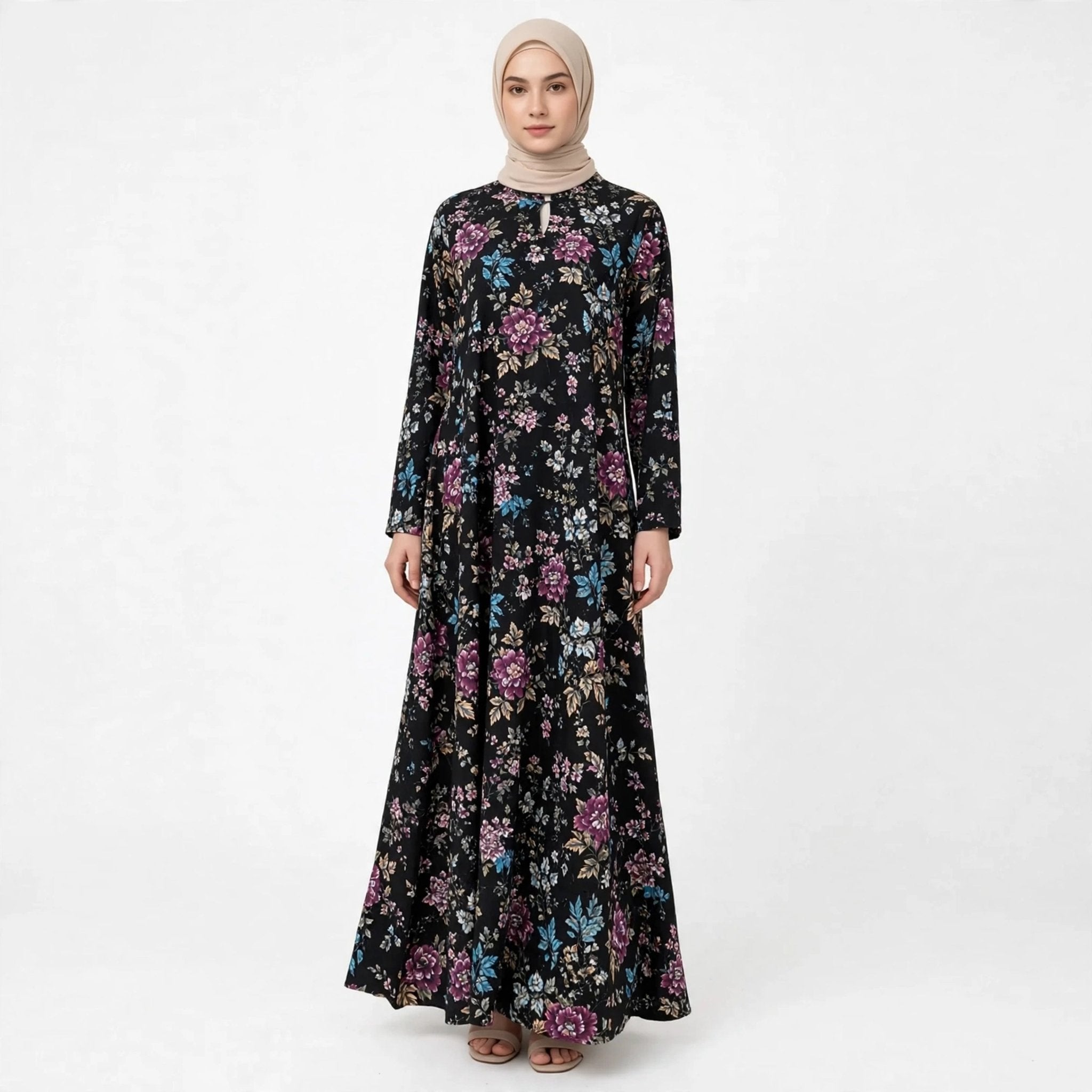 PEONY FLORAL VINTAGE MAXI DRESS - AL Rubab Fashion MY