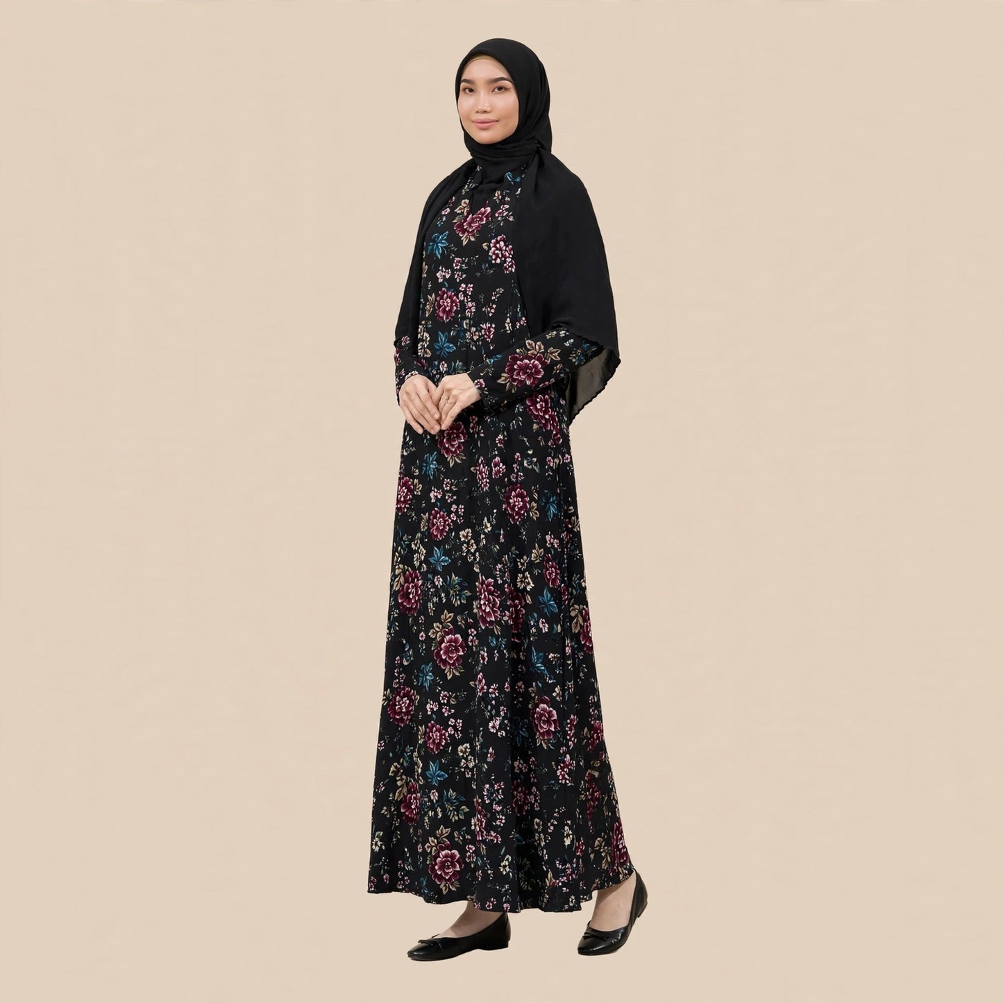 PEONY FLORAL VINTAGE MAXI DRESS - AL Rubab Fashion MY
