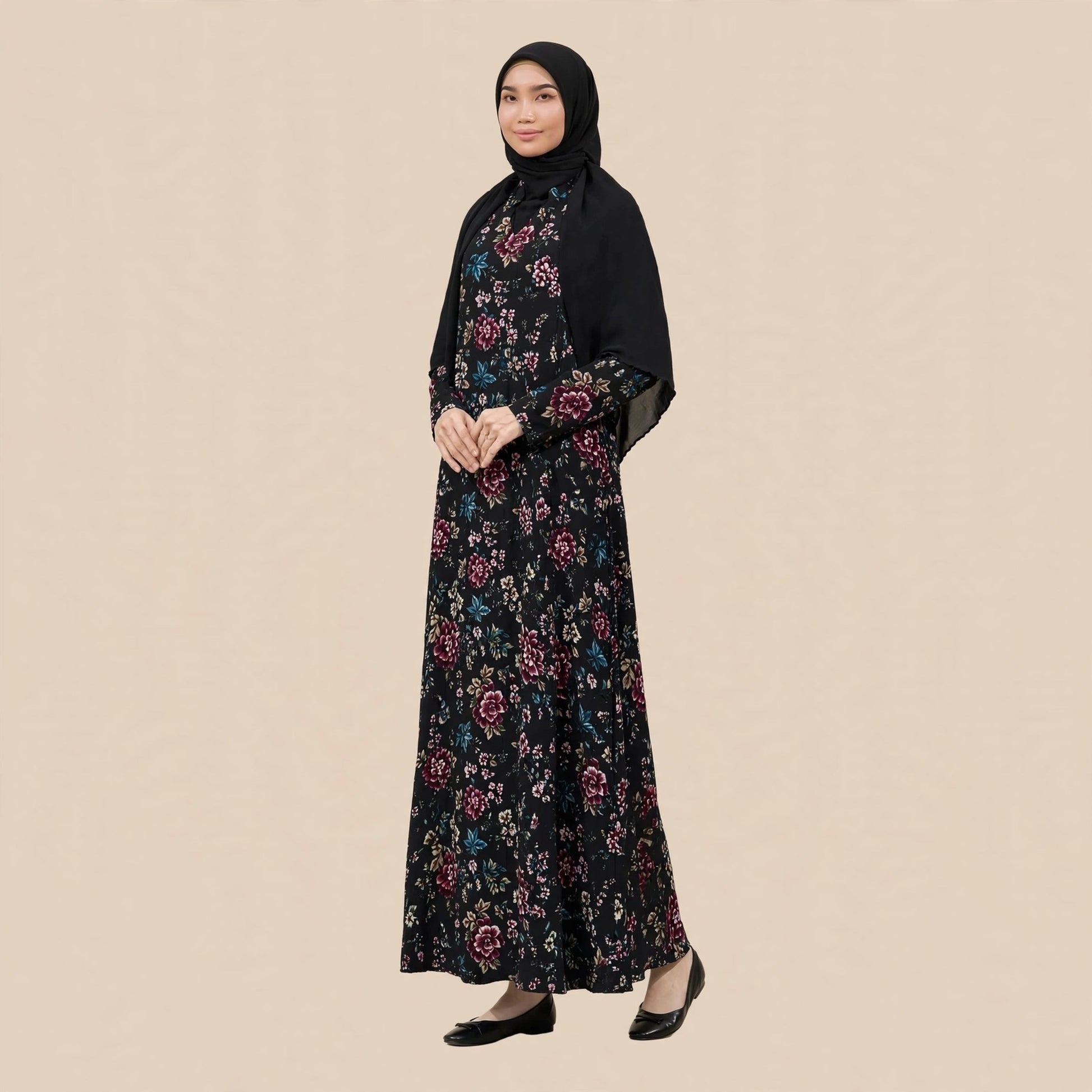 PEONY FLORAL VINTAGE MAXI DRESS - AL Rubab Fashion MY