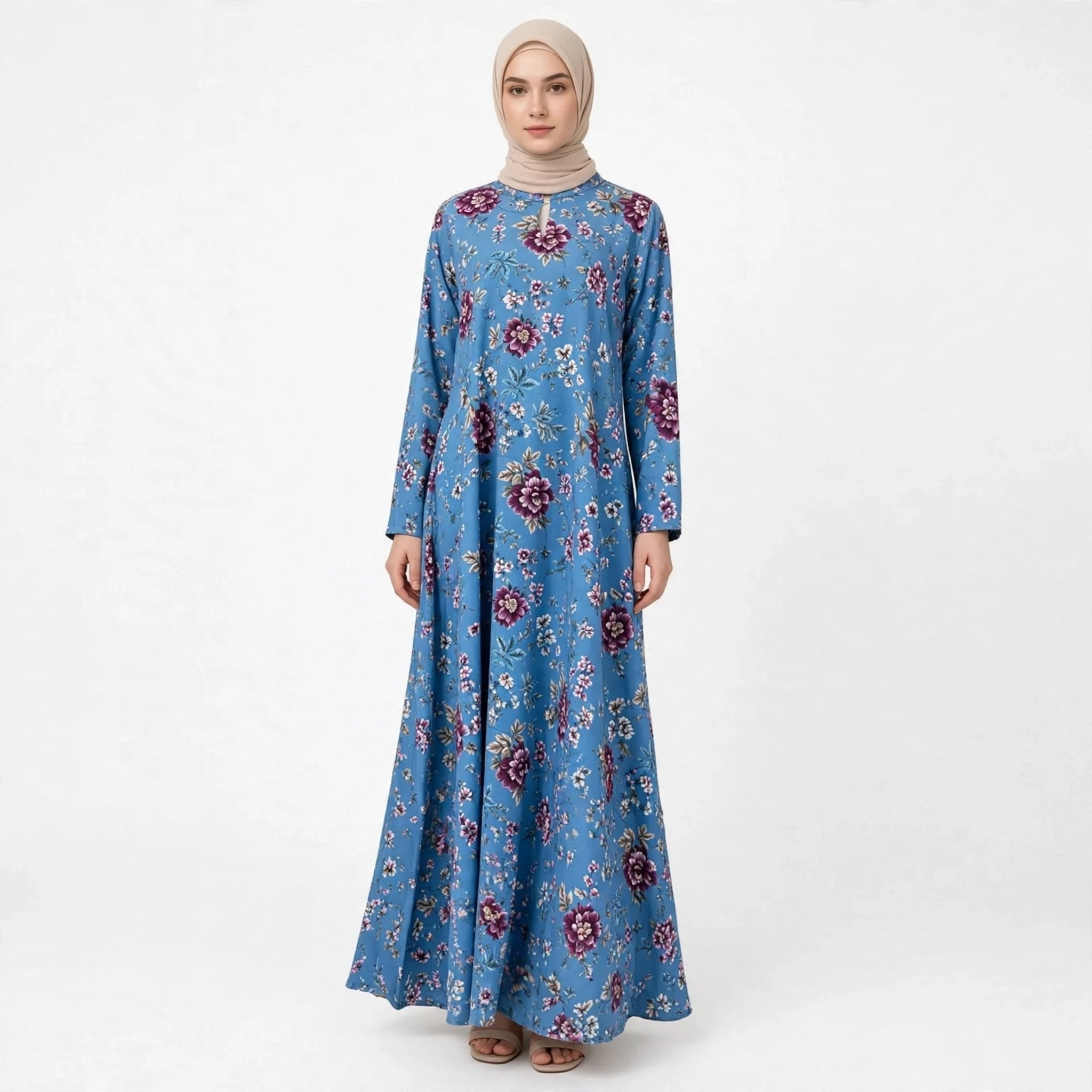 PEONY FLORAL VINTAGE MAXI DRESS - AL Rubab Fashion MY