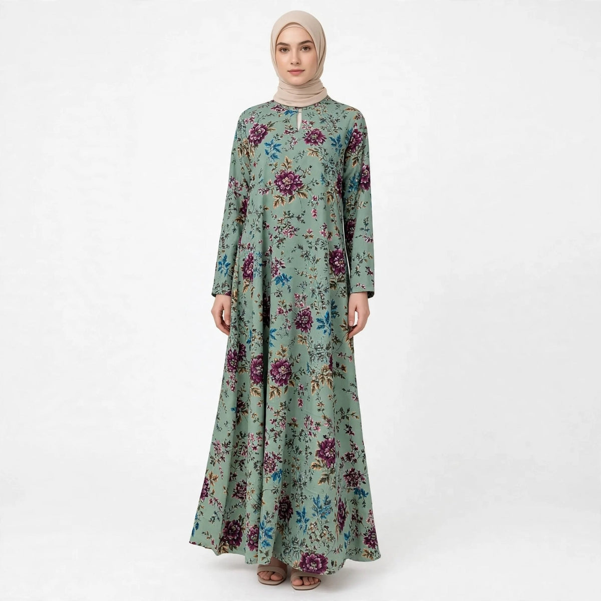 PEONY FLORAL VINTAGE MAXI DRESS - AL Rubab Fashion MY