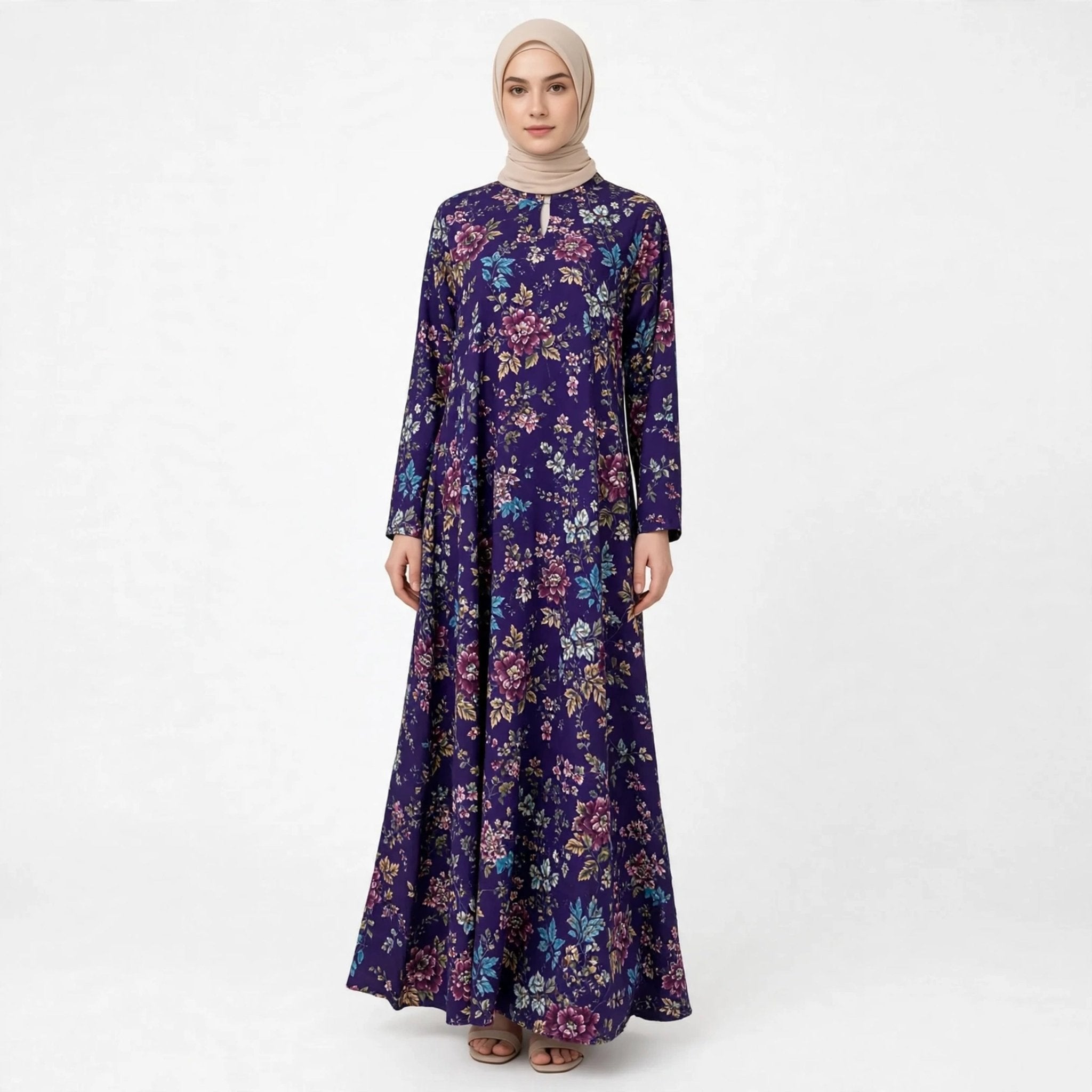 PEONY FLORAL VINTAGE MAXI DRESS - AL Rubab Fashion MY