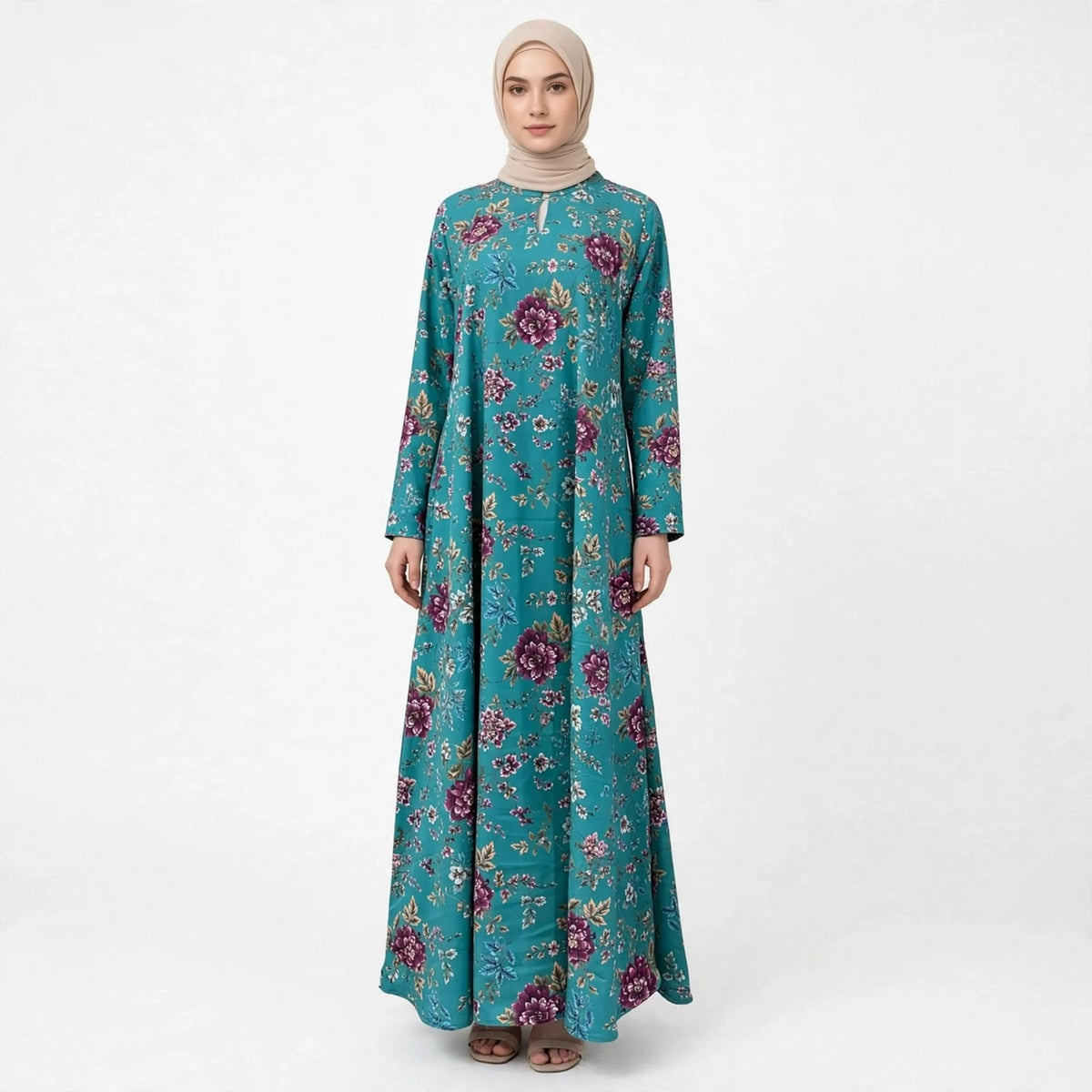 PEONY FLORAL VINTAGE MAXI DRESS - AL Rubab Fashion MY