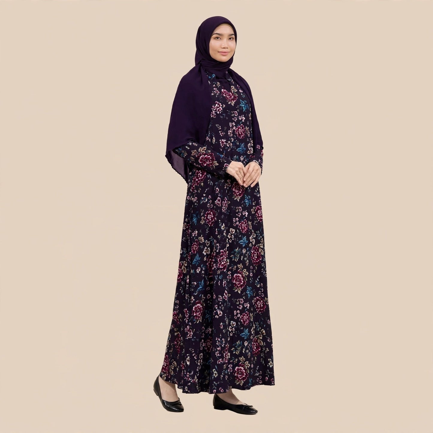 PEONY FLORAL VINTAGE MAXI DRESS - AL Rubab Fashion MY