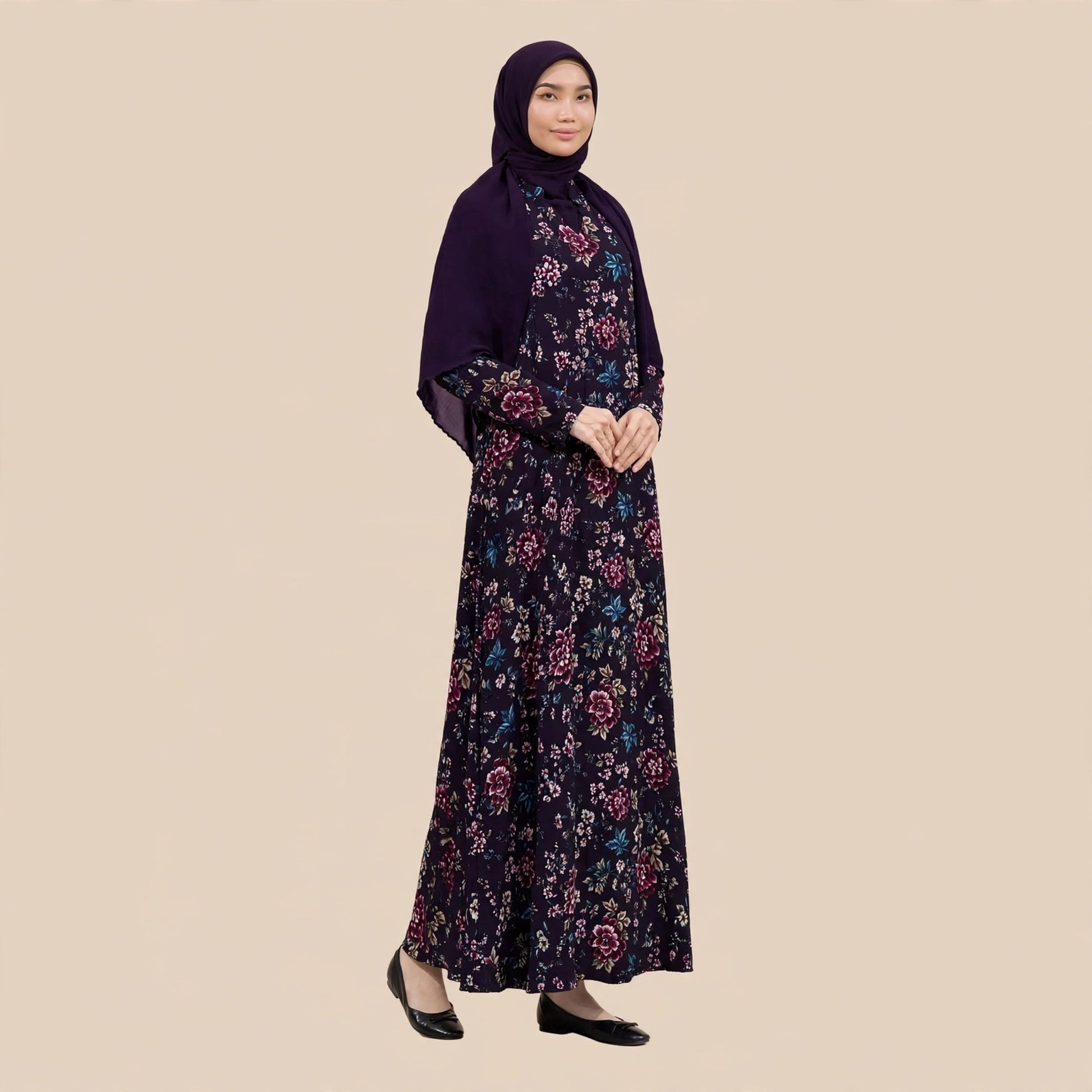PEONY FLORAL VINTAGE MAXI DRESS - AL Rubab Fashion MY