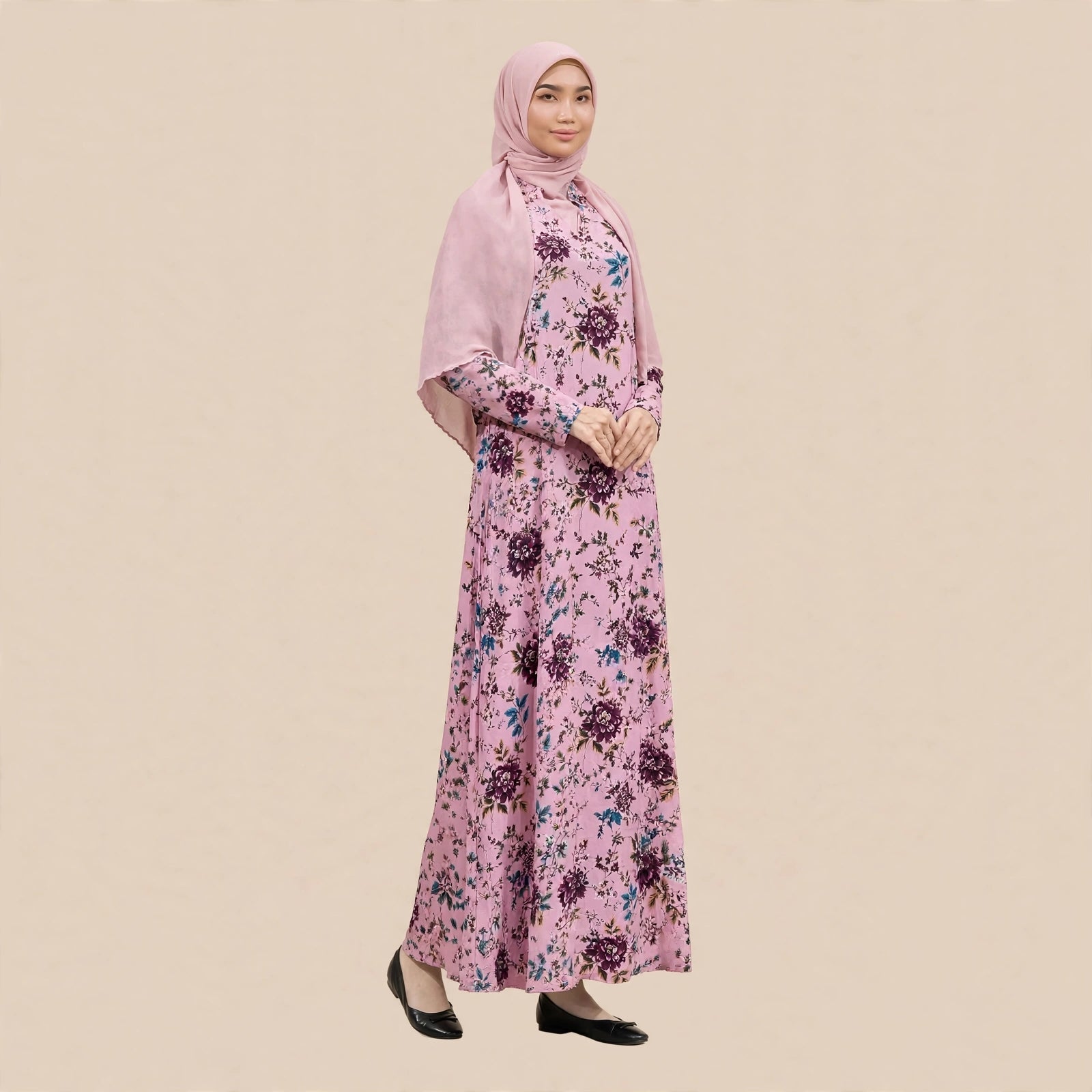 PEONY FLORAL VINTAGE MAXI DRESS - AL Rubab Fashion MY