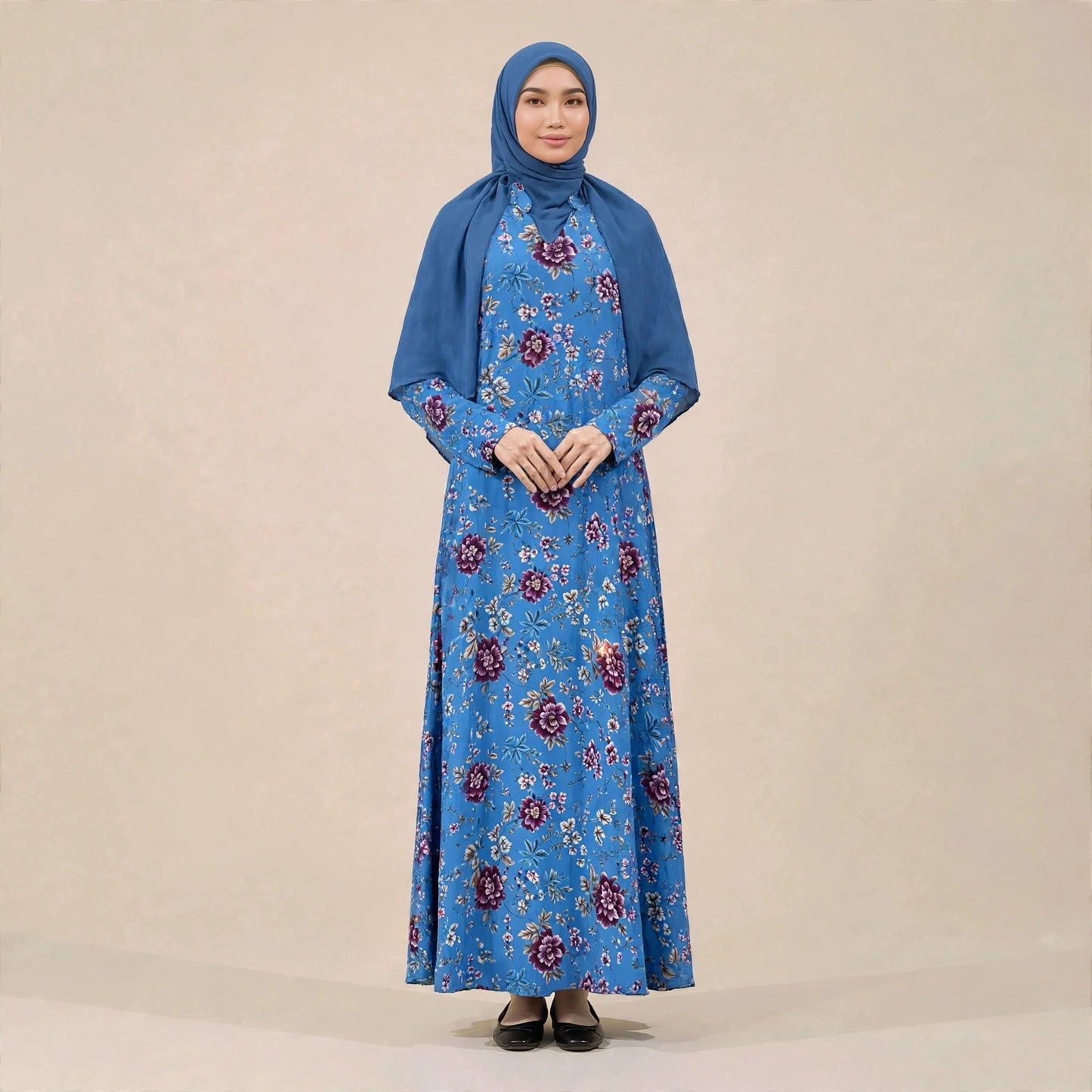 PEONY FLORAL VINTAGE MAXI DRESS - AL Rubab Fashion MY