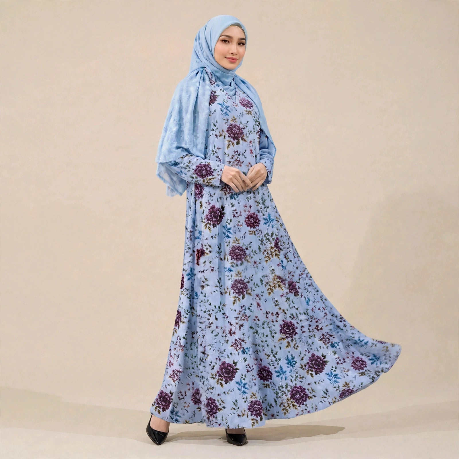 PEONY FLORAL VINTAGE MAXI DRESS - AL Rubab Fashion MY