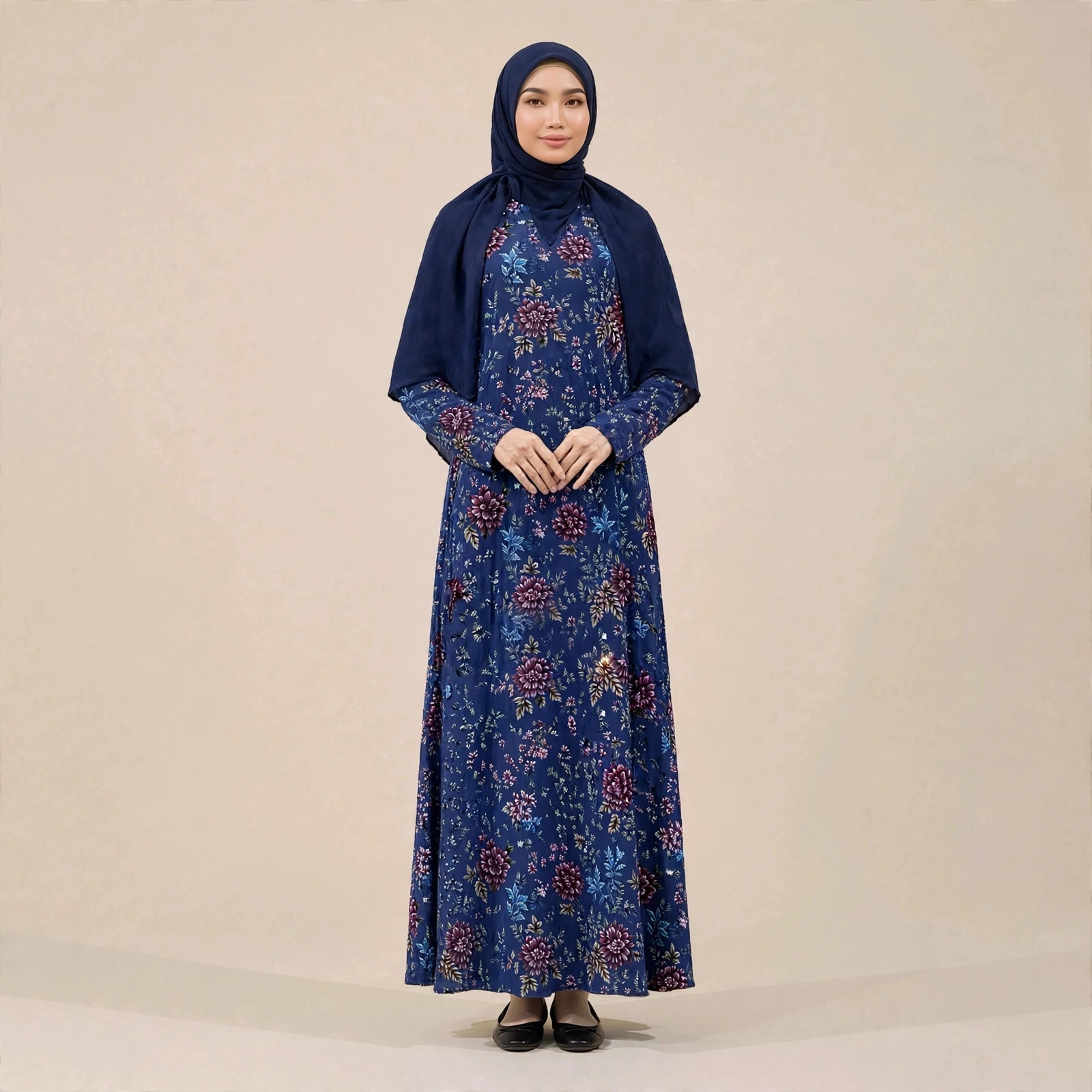 PEONY FLORAL VINTAGE MAXI DRESS - AL Rubab Fashion MY