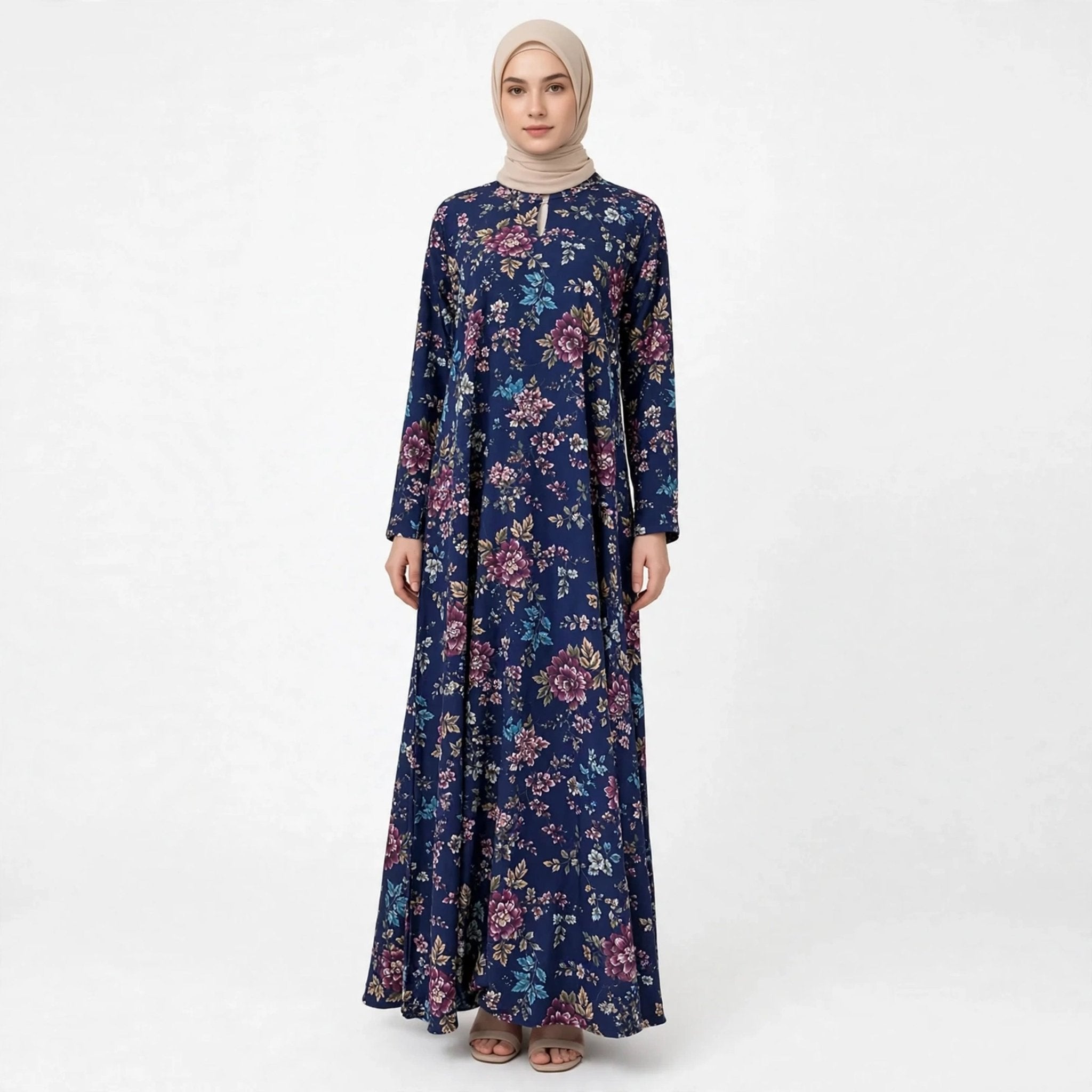 PEONY FLORAL VINTAGE MAXI DRESS - AL Rubab Fashion MY